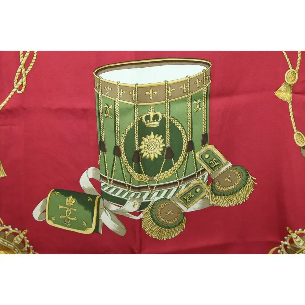Belvedere Silk Scarf Baroque Scroll‎ Drums Crest Old Money 34
